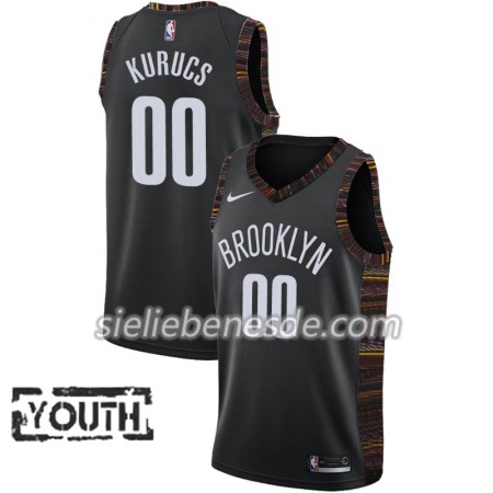 Kinder NBA Brooklyn Nets Trikot Rodions Kurucs 00 2018-19 Nike City Edition Schwarz Swingman